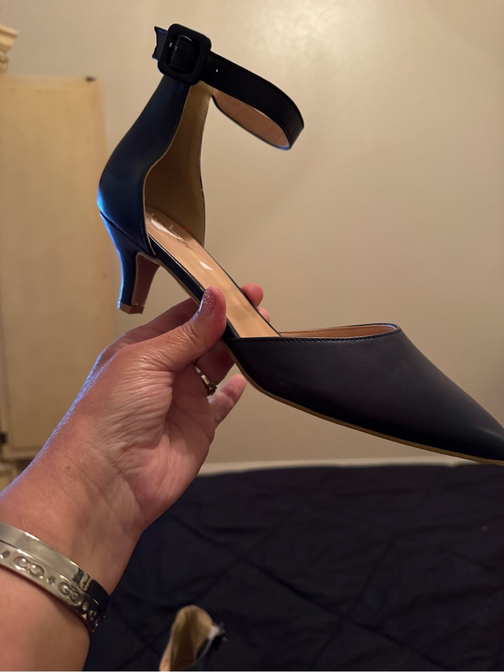 Blue Ankle-Strap Pointed-Toe Women's Pump